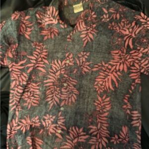 Floral Men's Casual Shirt in Pink and Black